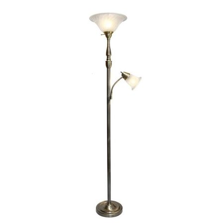 ELEGANT GARDEN DESIGN Elegant Designs LF2003-BSN 2 Light Mother Daughter Floor Lamp with White Marble Glass; Brushed Nickel LF2003-BSN